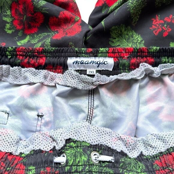 🔃Maamgic Men’s Red Hibiscus Flower Board Shorts Swim Trunks - Picture 7 of 10